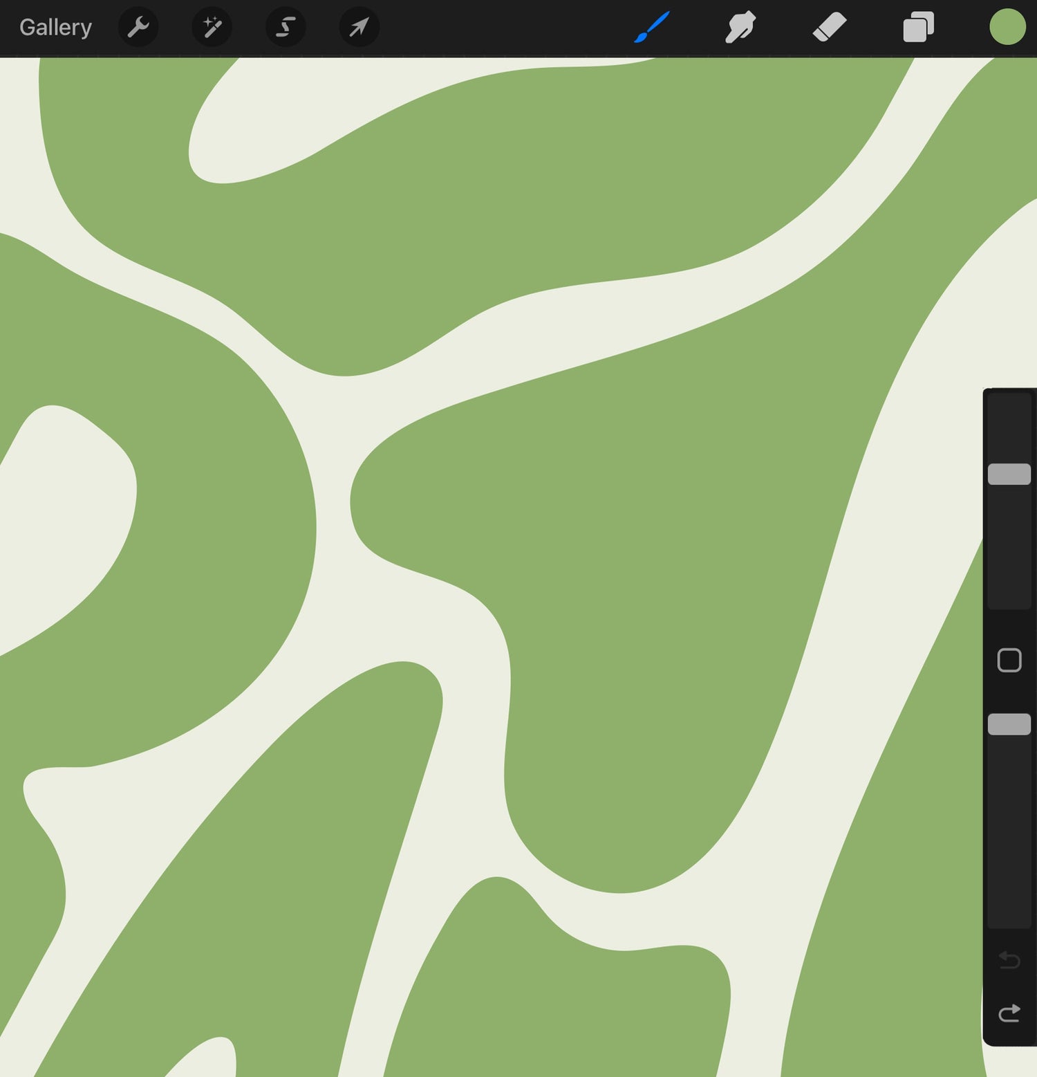 Green and white abstract pattern on a digital art application interface